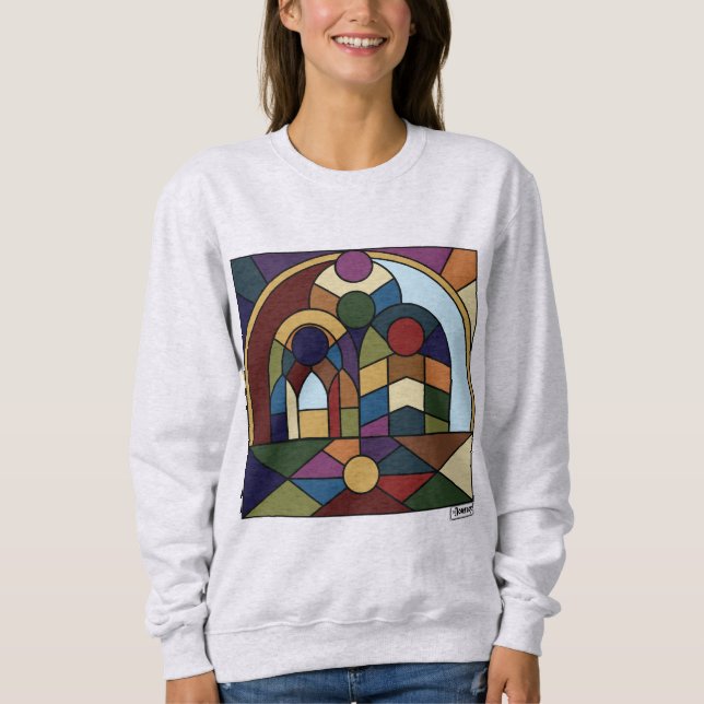 Colorblock Mural CrewnackSweatshirt T Shirt (Framsida)