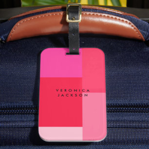 Colorblock Rosa & Red Monogram Bagagebricka
