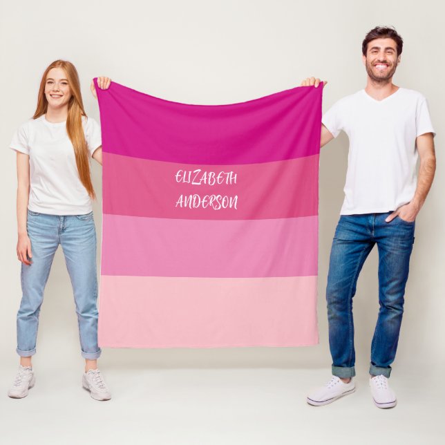 Colorblock Rosa Vågrät Rand Fleecefilt (På plats)