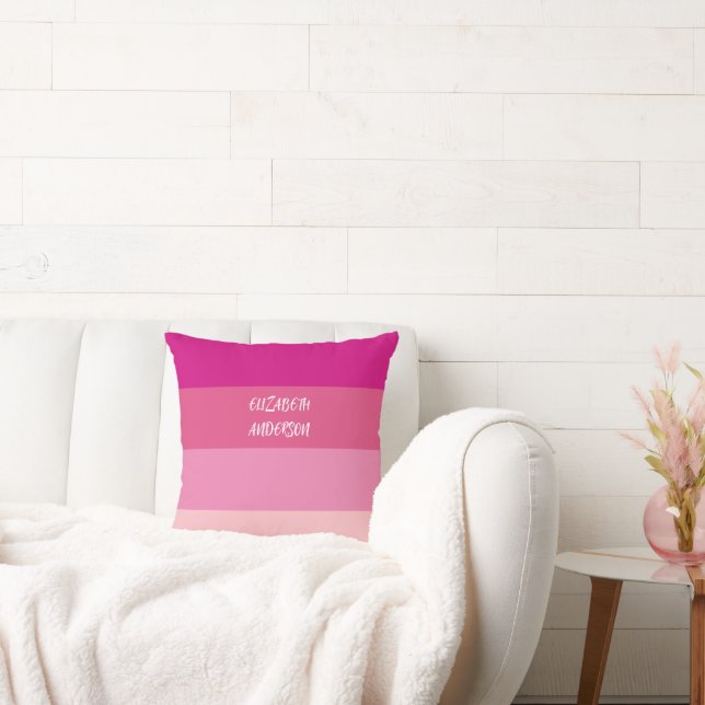 Colorblock Rosa Vågrät Rand Kudde (Soffa)