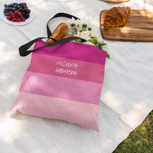 Colorblock Rosa Vågrät Rand Tygkasse
