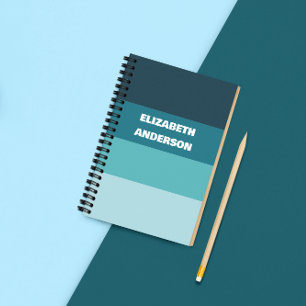 Colorblock Teal Vågrät Rand Anteckningsbok