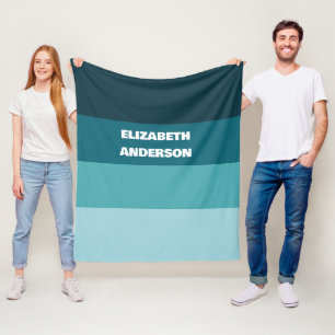 Colorblock Teal Vågrät Rand Fleecefilt