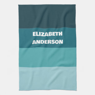 Colorblock Teal Vågrät Rand Kökshandduk