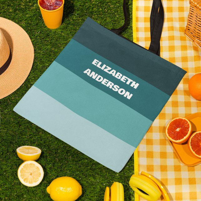 Colorblock Teal Vågrät Rand Tygkasse (Skapare uppladdad)