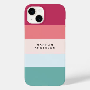 Colorblock Vågrät Rand Rosa & Grönt Monogram