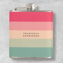 Colorblock Vågrät Rand Rosa & Grönt Monogram