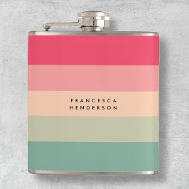 Colorblock Vågrät Rand Rosa & Grönt Monogram Fickplunta