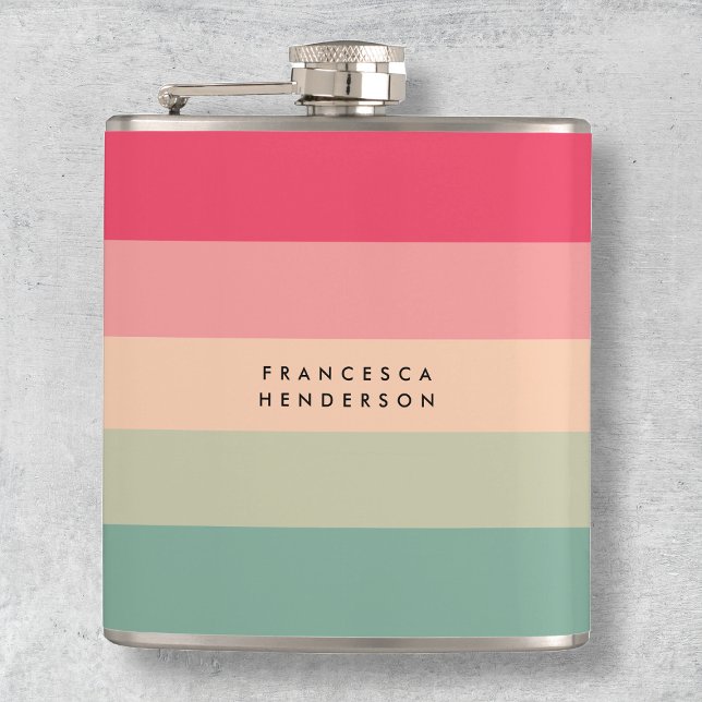 Colorblock Vågrät Rand Rosa & Grönt Monogram Fickplunta (Skapare uppladdad)