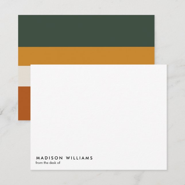 Colorblock Vågrät Rand Trendig Modern Anteckningskort (Fram/baksida)