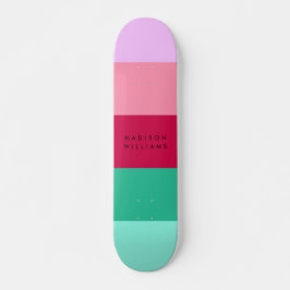 Colorblock Vågrät Rand Viva Magenta Vår Mini Skateboard Bräda 18,5 Cm