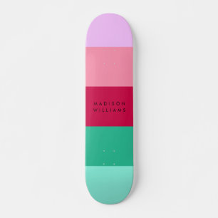 Colorblock Vågrät Rand Viva Magenta Vår Mini Skateboard Bräda 18,5 Cm
