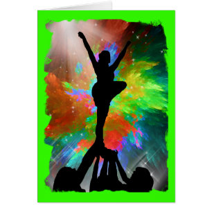 Colorburst bakgrund med Cheerleraders Hälsningskort