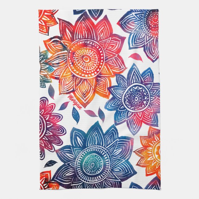Colorburst Mandala Garden - Vibrant Boho Gift Kökshandduk (Vertikal)