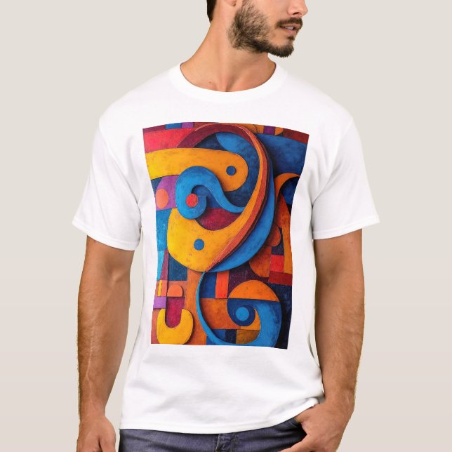 Colorcube 5 Färgfull kubism T Shirt (Framsida)