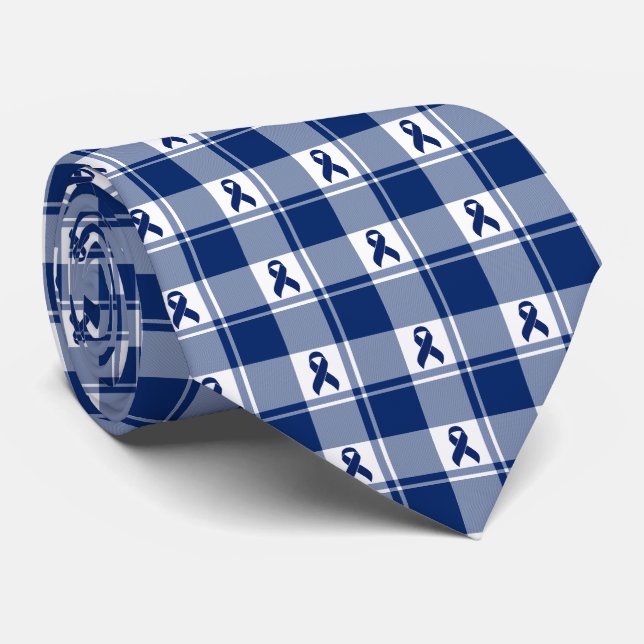 Colorectal Cancer Awareness Plaid Dark Blue Ribbon Slips (Rullad)