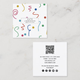 Colored Party Confetti Party Event Planner Fyrkantigt Visitkort