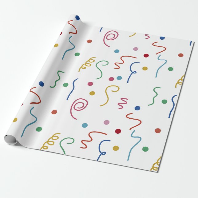 Colored Party Confetti Pattern Presentpapper (Utrullad)