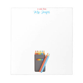 Colored Pencil Palette Kindergarten Teacher Notepa Anteckningsblock