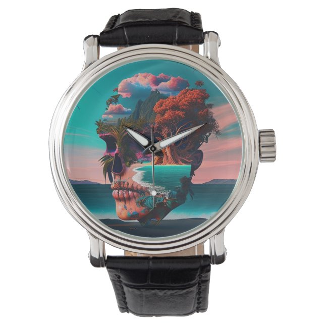 Colored skull head armbandsur (Framsida)