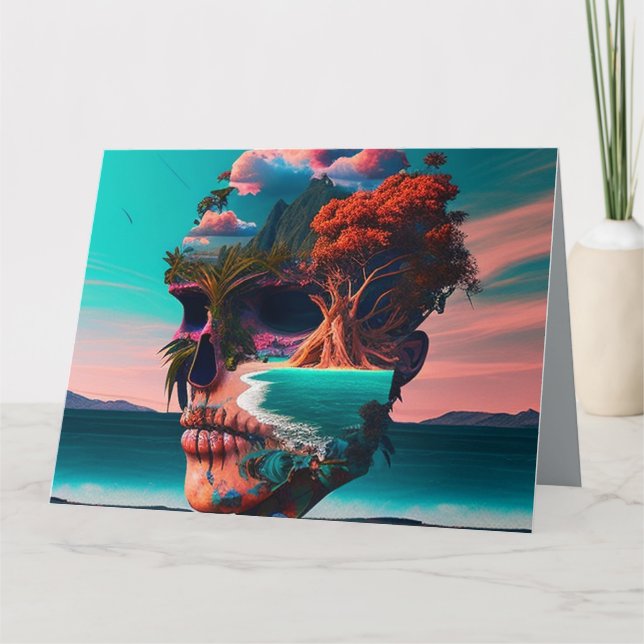 Colored Skull Head Kort (Framsida)