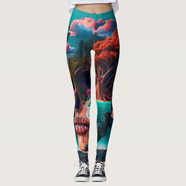 Colored Skull Head Leggings (Framsida)
