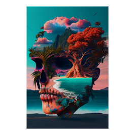 Colored skull head perfect poster