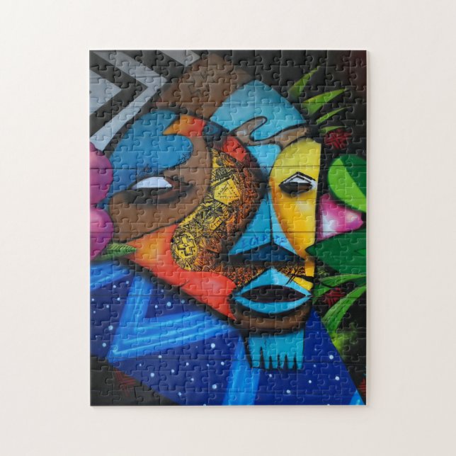 Colorent Abstrakt African Mask Art Pussel (Vertikal)