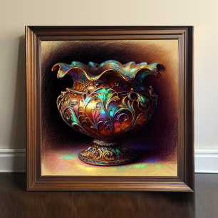 Colorent Pastel Teckning Antique Art Glass Bowl Poster