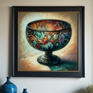 Colorent Pastel Teckning Antique Art Glass Bowl Poster