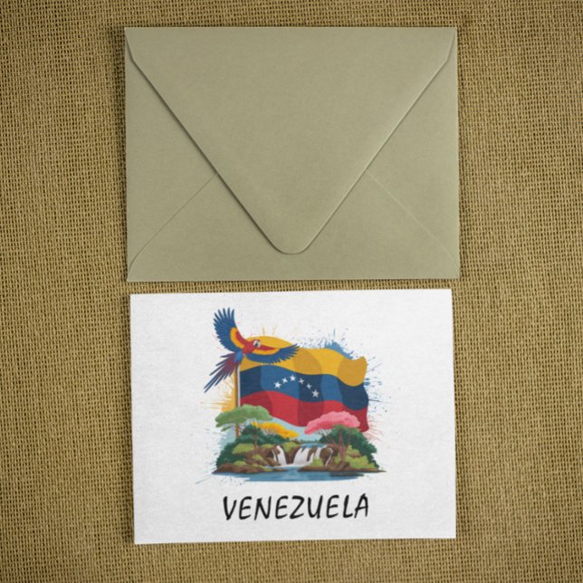 Colorent Venezuela Flagga Sydamerika Vykort (Colorful venezuela vintage travel postcard)
