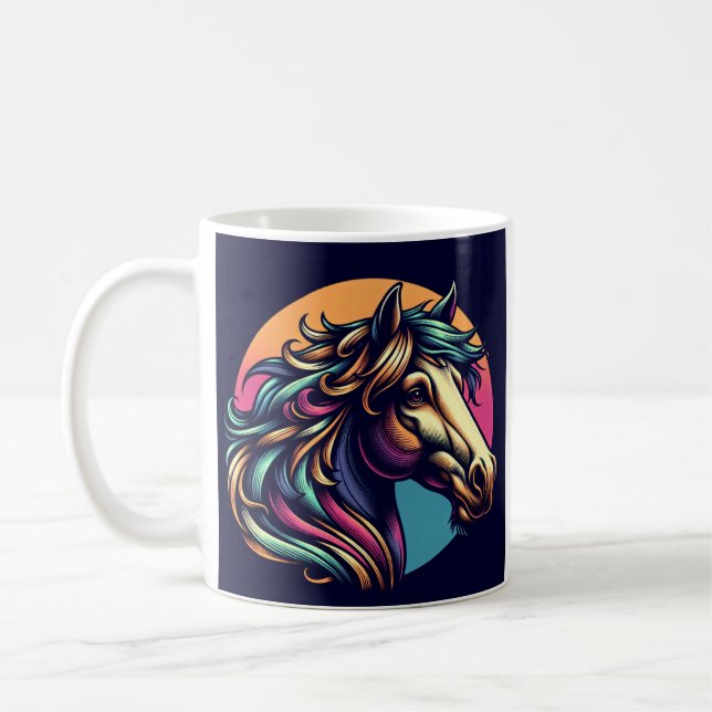 Colorfu rainbow-hästhuvudkaffe te mugg kopp (Vänster)