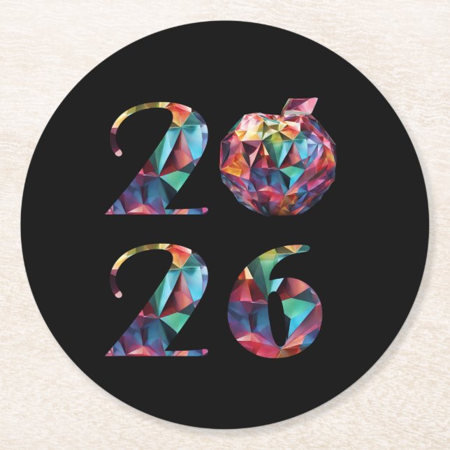 Colorful 2026 underlägg papper rund (Framsidan)