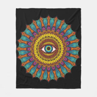 Colorful 90s Mandala Art -Trippy Third Eye Graphic Fleecefilt