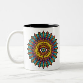 Colorful 90s Mandala Art -Trippy Third Eye Graphic Två-Tonad Mugg
