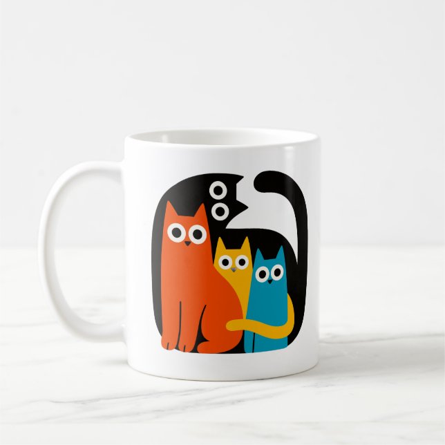 Colorful Abstract Cat Trio Mug Kaffemugg (Vänster)