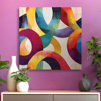 Colorful Abstract Circular Rings Canvastryck