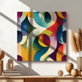 Colorful Abstract Curved Ribbons Canvastryck