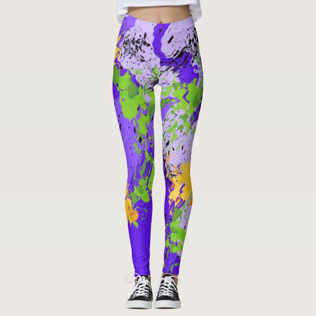 Colorful abstract energy wave leggings (Framsida)
