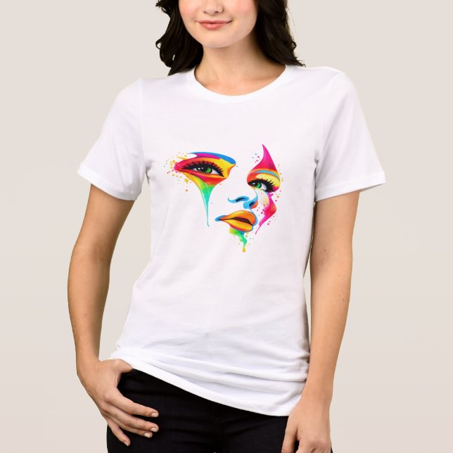 Colorful Abstract Face Art Women's T-Shirt (Framsida)