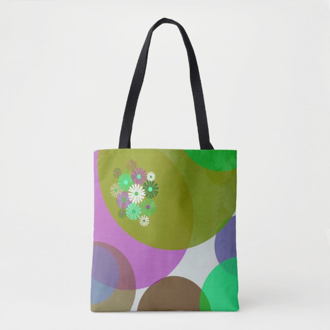Colorful Abstract Floral Circles Tote Bag Tygkasse (Framsida)