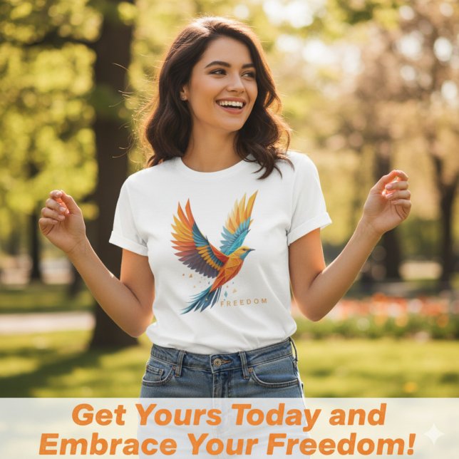 Colorful Abstract Freedom Bird Art T Shirt (Colorful Abstract Freedom Bird Art)