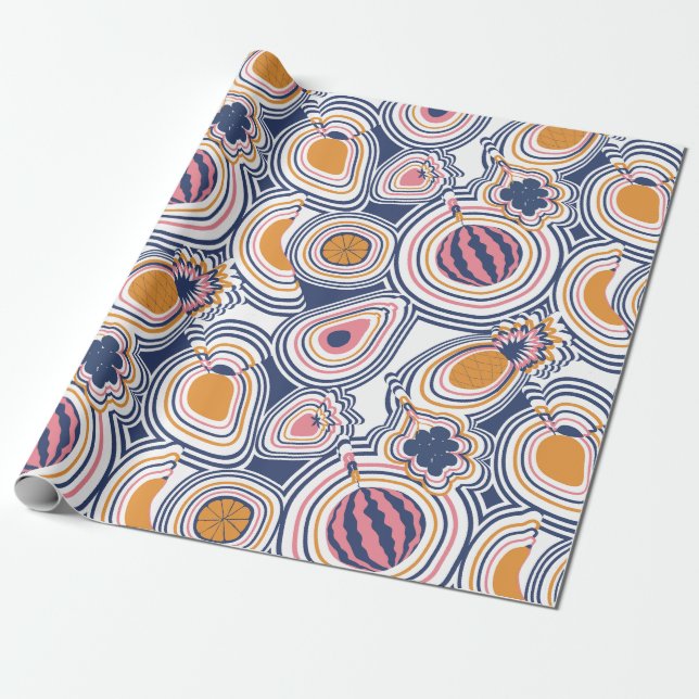 Colorful Abstract Fruit Pattern Presentpapper (Utrullad)