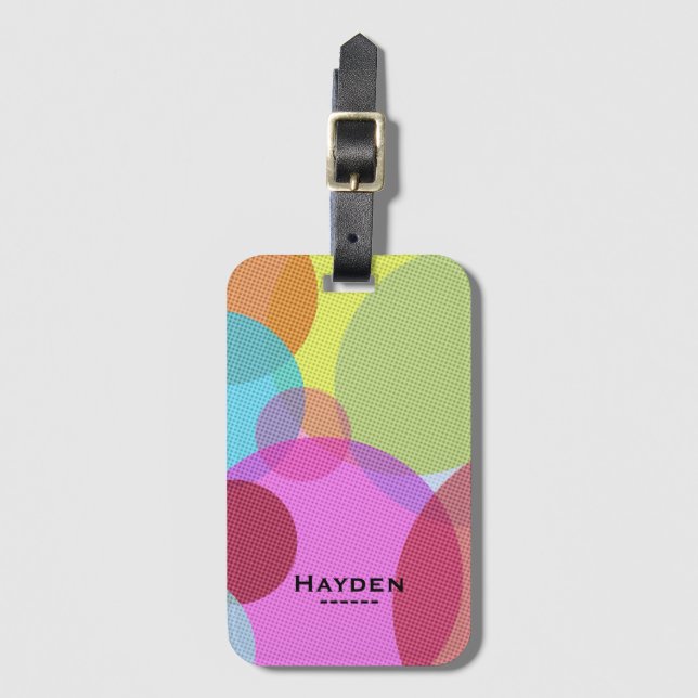 Colorful Abstract Geometric Circles Personalised Bagagebricka (Framsida vertikal)