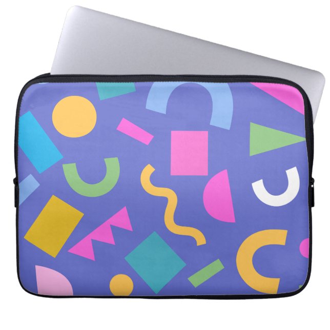 Colorful Abstract Geometric Memphis Style Pattern Laptop Fodral (Framsidan)