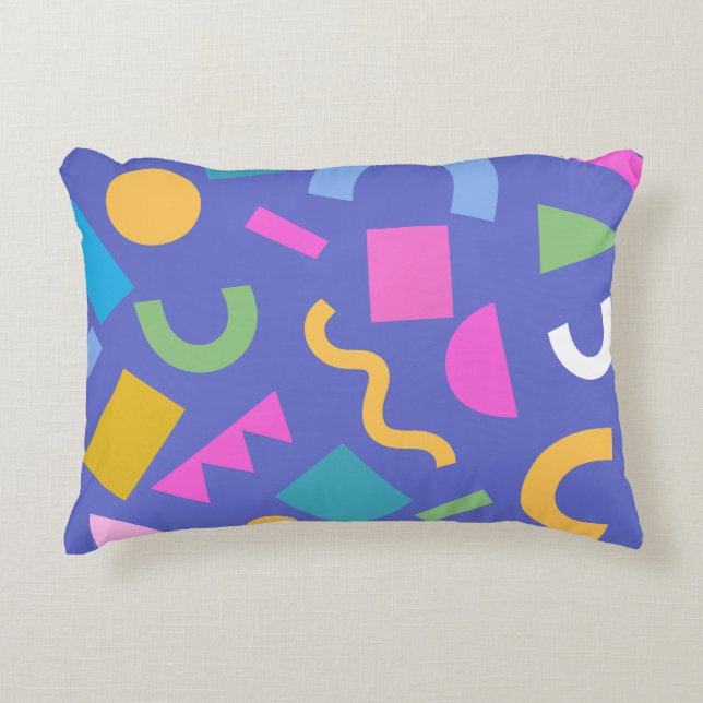 Colorful Abstract Geometric Memphis Style Pattern Prydnadskudde (Framsidan)