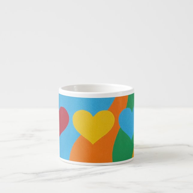 Colorful Abstract Hearts Espresso Mug Espressomugg (Framsidan)