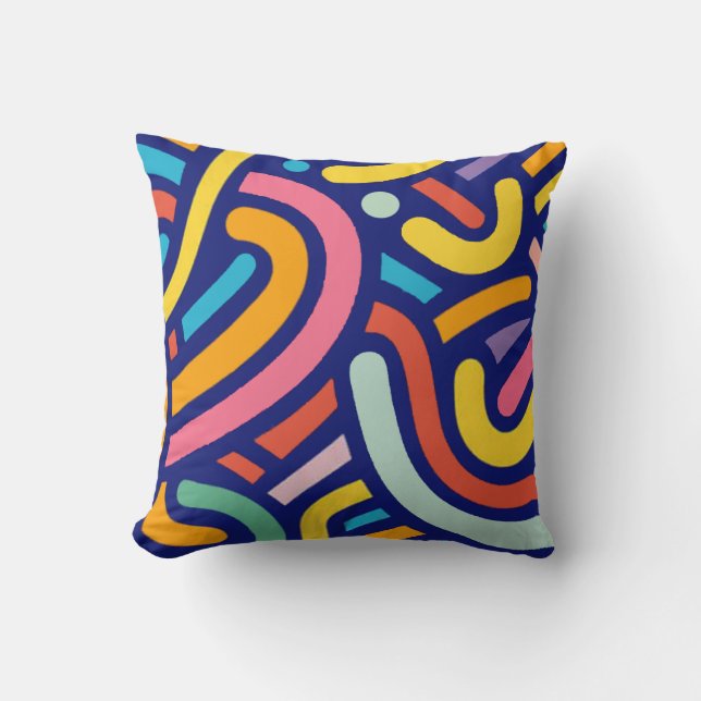 Colorful Abstract Lines Pillow Kudde (Framsida)