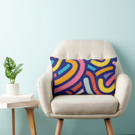 Colorful Abstract Lines Pillow Lumbarkudde