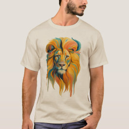 Colorful Abstract Lion Art –Bold & Majestic Design T Shirt